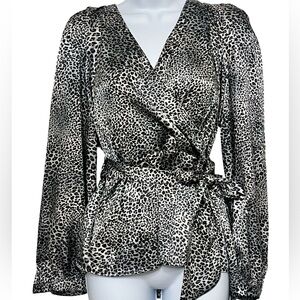 Leopard Print Wrap Blouse